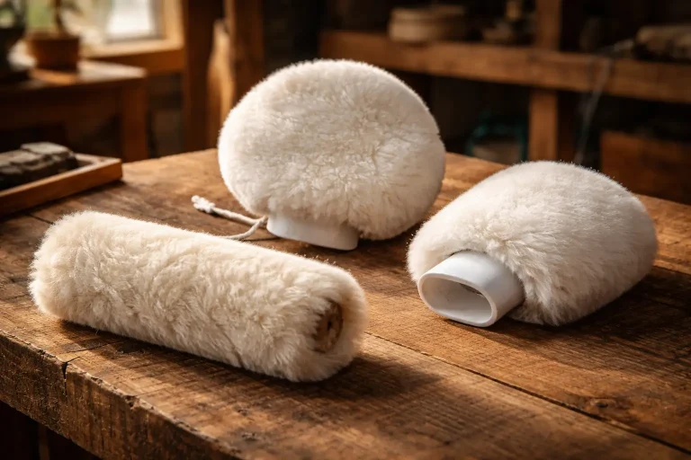 Disque à lustrer, gant de polissage à élastique et manchon en peau de mouton naturelle pour polissage et finition